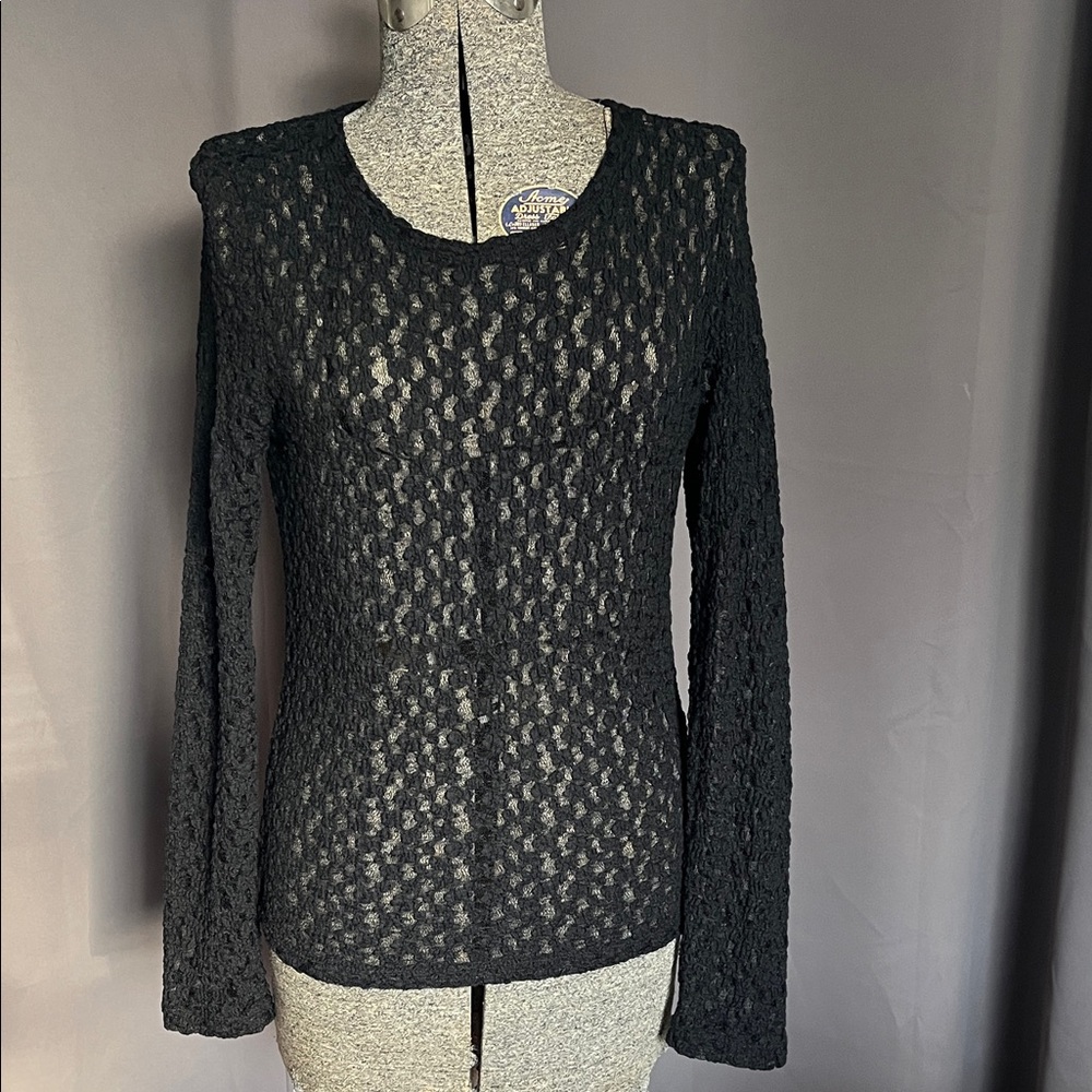 LOFT Black Lace Knit Top